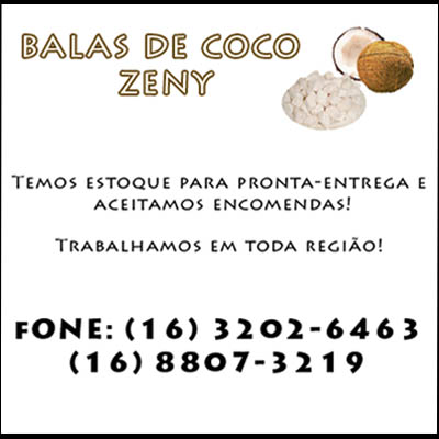 BALAS DE COCO ZENY Jaboticabal SP
